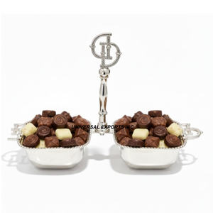 Bandeja de Chocolate de Metal con Acabado de Latón Antiguo con Tazón, Forma Personalizada, Bandeja de Dulces de Diseño, Bandeja de Chocolate Nueva, Clásica y Elegante - Product Image 4
