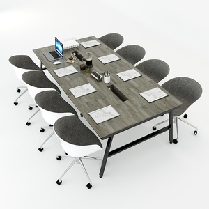 Table de conférence contemporaine 240x120 avec pieds en acier, assemblage requis HBAC013 - Product Image 1