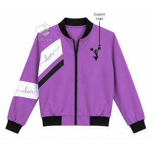 Veste bomber personnalisée pour cheerleading, couleur contrastée, broderie personnalisée, veste de réchauffement pour compétition de cheerleading en équipe - Product Image 4