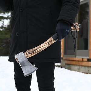 Hacha de acero de Damasco hecha a mano de primera calidad con mango grabado, herramienta de corte de madera resistente, grado Industrial con Funda de cuero - Product Image 3