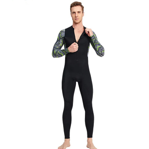 Traje de baño de una pieza con cremallera frontal de cuerpo completo transpirable para hombre, traje de baño de Primavera de poliéster/algodón - Product Image 5