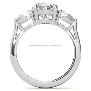 3 piedra pera corte moissanita diamante punta ajuste solitario uso diario boda aniversario anillo regalos para mujeres en plata 925 - Product Image 5