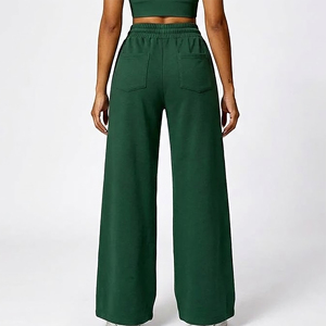 High Quality Custom Made Winter Casual Wear <b>Elastic</b> Waistband Sweatpants For Women Straight Leg Wide Bottom Trousers - Product Image 3