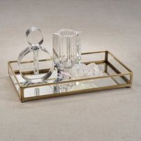 Plateau de service de style antique de qualité supérieure en verre et en métal avec un savoir-faire unique