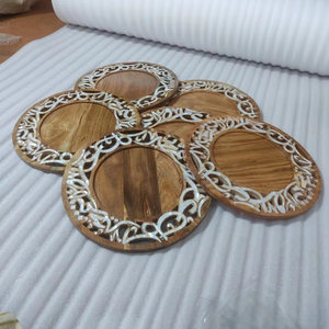 Bandeja con incrustaciones de fregona de madera de Acacia de estilo árabe hecha a mano, bandeja para servir postres de madreperla para sala de estar, regalo de Ramadán Eid India - Product Image 1