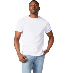 T-shirt coupe ajustée à manches courtes et col en O de couleur blanche et unie en jersey 100% coton pour hommes fabriqué sur mesure par OEM de l'usine du Bangladesh - Product Image 2