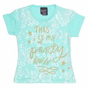 เสื้อยืดแขนสั้นเด็กผู้หญิงลายกลิตเตอร์ - สีฟ้า - Product Image 1