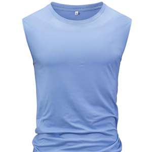 Camiseta sin mangas para hombre de punto con cuello redondo y lavado con lejía bordada personalizada, camiseta de verano informal y transpirable sin mangas Vintage para gimnasio - Product Image 2