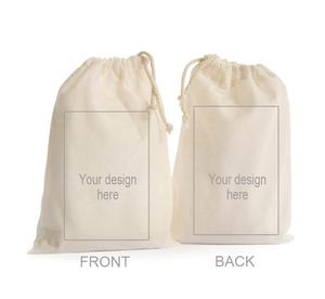 Sacs à cordon de serrage Logo personnalisé fait à la main en coton doux naturel couleur unie Sacs cadeaux en coton avec cordon de serrage - Product Image 5