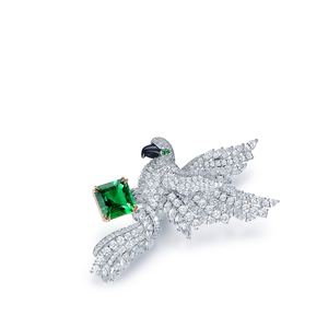 Broche coupe émeraude exquise Leb diamant cultivé multi-usages 925 pendentif en argent pour les femmes cadeau d'anniversaire parfait pour elle - Product Image 4