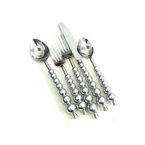 Best Offer of Superior Quality Silver Stainless Steel Silver <b>Mirror</b> Polished With <b>Beads</b> Handle Material Flatware Dinner Set - Product Image 1