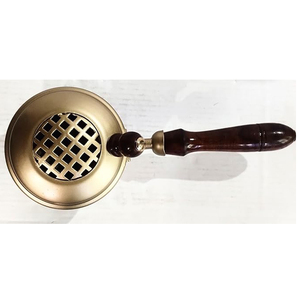 Quemador de incienso de hierro metálico con mango de madera, soporte de incienso con acabado dorado, quemador de aceite esencial con fragancia de aire para relajación de meditación - Product Image 2