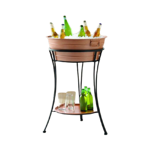 Outdoor Party Decoration Copper and Steel Beer Tub with <b>Stand</b> Stainless Steel Barware Decorative Ice Tub for Beer Bottles - Product Image 2