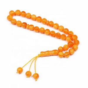 Perles de prière islamiques en résine polie de haute qualité pierre naturelle 33 perles Tasbih Misbaha chapelet collier de mode écologique - Product Image 2