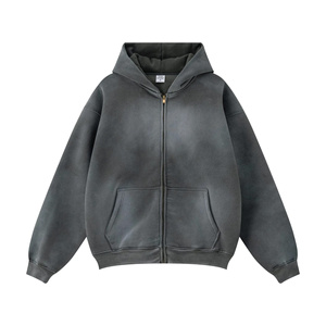 Sweat-shirts à capuche en coton ouaté avec fermeture à glissière pour hommes sweats à capuche d'hiver au design personnalisé - Product Image 1