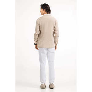 Chemises décontractées pour hommes, double boutonnage, 100 % coton, popeline rayée, teinture unie, approvisionnement ODM - Product Image 2