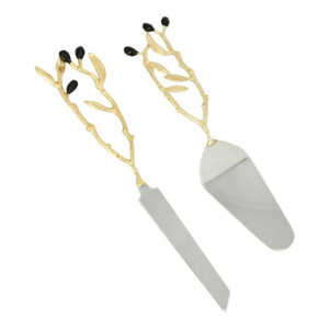 ชุดมีดตัดเค้กพร้อมก้านมีด้ามจับดีไซน์แบบก้านชุบสีเงินหรูหราโลโก้ตามต้องการ - Product Image 6