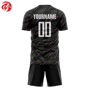 Best Design Men's Soccer Uniform Black Team Jersey with Automated Cutting 100% Polyester Quick Dry Customizable for Adults - Product Image 3