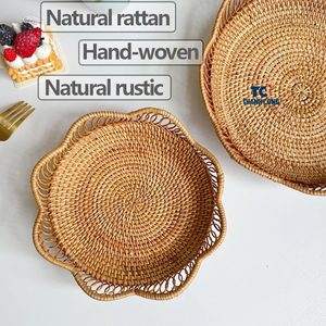 Panier de fruits en rotin écologique tissé à la main en forme de cercle Matériau naturel fabriqué au Vietnam pour la décoration intérieure Stockage en gros - Product Image 1