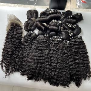 VENTE EN GROS DEEP WAVE NATUREL NOIR SUPER DOUBLE BUNDLES DEAL CLOSURE FRONTAL RAW UNIQUE DONATEUR EXTENSIONS DE CHEVEUX HUMAINS VIETNAMIENS - Product Image 3