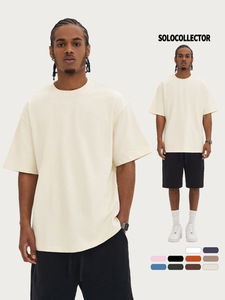 High Quality 100% Cotton Blank Men's T-shirts Streetwear Boxy Oversized <b>Tshirt</b> Print Custom T Shirt - Product Image 5