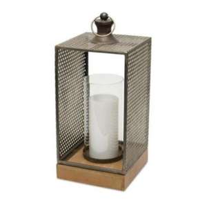 Bougeoir en métal et en bois de qualité supérieure avec insert en verre bougeoir à usage domestique - Product Image 1