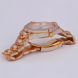 Reloj mecánico de lujo de acero inoxidable para hombre, Diamante de moissanita, movimiento de cuarzo Hip Hop único, esfera, ventana, Material de cristal, encanto - Product Image 5