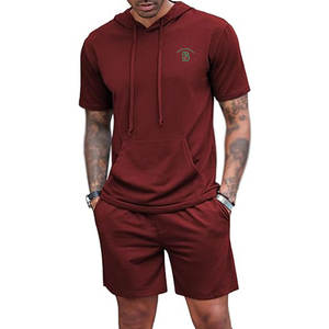 Conjunto de Sudadera con Capucha y Pantalones Cortos Deportivos para Hacer Ejercicio, Sudadera con Capucha Deportiva con Pantalones Cortos a Juego - Product Image 1