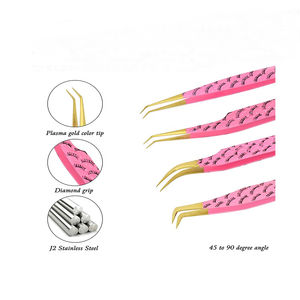 Las mejores pinzas de extensión de pestañas profesionales con puntas de fibra para un agarre perfecto a las pestañas, nunca se desliza, incluso las pestañas de 0,03mm, curva de 75 grados - Product Image 5