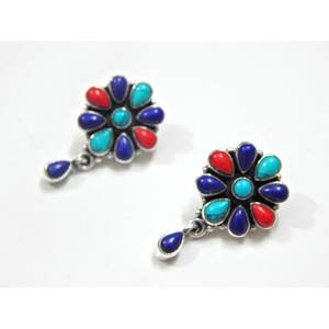 Pendientes de tuerca finos de Plata de Ley 925 hechos a mano, piedra preciosa de lapislázuli de Coral turquesa Natural para regalo - Product Image 2