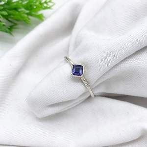 Handmade 925 Sterling Silver Natural Amethyst Quartz 5x5mm Square Bezel Ring Setting Minimalist Gemstone <b>Jewelry</b> Gifts <b>for</b> Women - Product Image 2