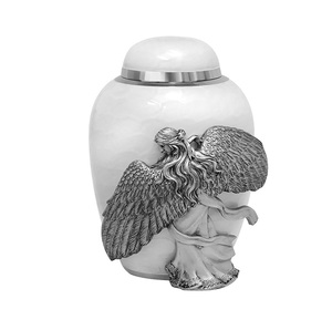 Dome <b>Top</b> Design Aluminum Cremation Adult Urn Wings an <b>Angel</b> Purple Pearl Cremation Urn for Human Ashes - Product Image 4
