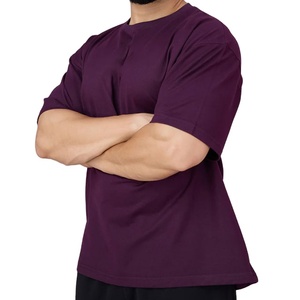 Camiseta de Talla Grande para Hombre, Lisa, de Color Sólido, con Hombros Caídos, Diseño Personalizado, Venta al por Mayor de Fábrica, 100% Algodón, Transpirable y Ecológica - Product Image 3