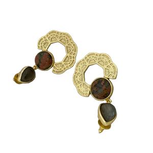 Diseñador hecho a mano elegante declaración pendientes de piedras preciosas chapado en oro gota colgante SKU7262 accesorio de moda - Product Image 1