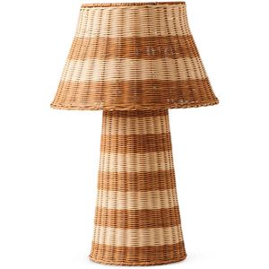 Lámpara de mesa de ratán a rayas, pantalla de mimbre hecha a mano, luz Bohemia decorativa Natural para dormitorio, sala de estar, decoración del hogar - Product Image 1