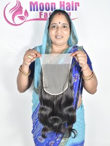 Fournisseur de cheveux indiens vierges de qualité supérieure, alignés sur la cuticule, couleur naturelle, fermeture noire, style ondulé, disponible à la vente. - Product Image 5