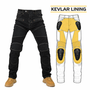 Men's Kevlar Lined Motorcycle Jeans With Protective <b>Pads</b> Stylish Biker <b>Pants</b> For Street Riding And Touring Comfort - Product Image 1