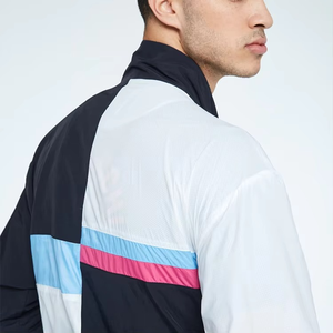 Ropa de entrenamiento personalizada OEM, cortavientos de corte ajustado, contraste de color, cremallera, ropa de nailon con cordón, ropa deportiva, chándal de nailon para hombres - Product Image 3