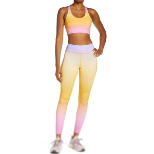 Vêtements de yoga pour femmes grande taille sur mesure avec logo respirant à séchage rapide en polyester/coton Ensemble 2 pièces de haute qualité en gros - Product Image 1