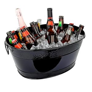Venta al por mayor de acero inoxidable negro ovalado reutilizable portátil bebida bañera de estilo de lujo al aire libre Bar eventos hielo cerveza vino bebidas fiestas - Product Image 3