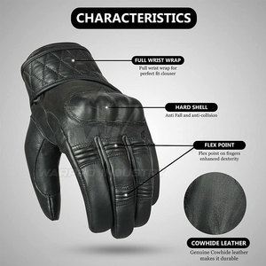 Gants de moto en cuir pour l'hiver, à doigts entiers, légers, résistants aux chocs, coupe-vent, fermeture à scratch, pour usage extérieur - Product Image 4