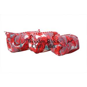 Elegante y Hermoso Set de Bolsas de Maquillaje Acolchadas 100% Algodón con Estampado Tropical, Organizador de Viaje, Bolsa Cosmética con Cierre, Venta al por Mayor - Product Image 5