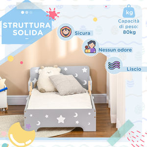 ZONEKIZ Cama Infantil 3-6 Años con Patrones de Estrellas y Lunas en Paneles MDF y Aglomerado, 143x76x49 cm - Product Image 6