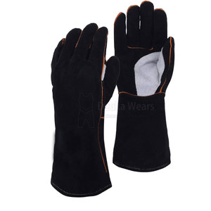 Gants de soudage antidérapants personnalisés avec logo, faible MOQ, en cuir de vachette, avec poignet élastique, protection durable des mains pour tous les environnements - Product Image 1