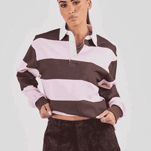 Camiseta de punto casual para mujer al por mayor, mezcla de algodón y poliéster, con logotipo personalizado en la parte delantera, del fabricante. - Product Image 1