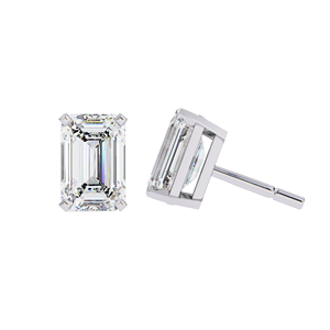 3ct <b>Emerald</b> Cut Lab Diamond <b>Stud</b> <b>Earrings</b> 1.50ct Each in 10K 14K 18K Gold or 925 Silver Classic Rectangle Solitaire <b>Earrings</b> - Product Image 1