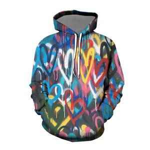 เสื้อแขนยาวมีฮู้ดสำหรับผู้หญิง, เสื้อสวมหัวแขนยาวพิมพ์ลาย3D หัวใจหลากสีสำหรับฤดูหนาวและฤดูใบไม้ร่วง - Product Image 6