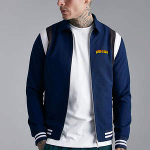 Custom Winter High Street Genuine Leather Varsity Baseball Jackets for Men Stand Waterproof Embroidered <b>Patched</b> Reversible - Product Image 5