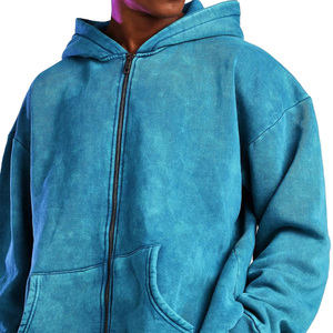 Vente en gros OEM personnalisé dernier modèle 100% coton ensemble de survêtements pour hommes tendance survêtement zip délavé à l'acide - Product Image 4