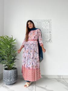 DERNIER DESIGNER NAIRA CUT LOURD FAUX GEORGATTE LONG KURTI PLAZZO - Product Image 3